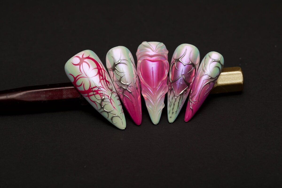 Aura & relief nail design at Cathy Nail House